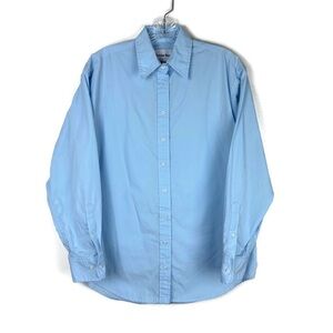 Sunday Best Aritzia Cotton Button Down Long Sleeve Dress Shirt in Blue